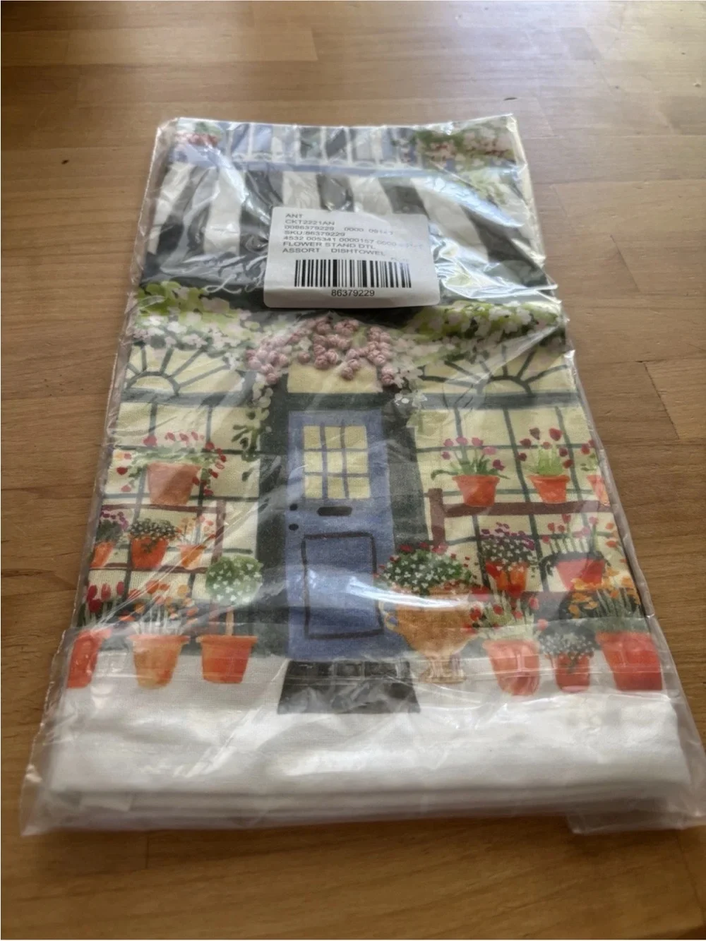 NEW Anthropologie Flower Stand Embroidered Dish Towel